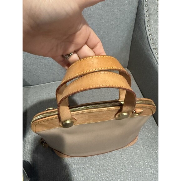 Dooney & Bourke Canvas/Leather Cabriolet Dome Satchel Bag  Taupe/Tan - Picture 6 of 16